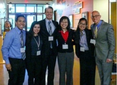 In photo (L to R): Christian Urena, Thania Flores, Stephen Boggs, Dr. Kawai Tam (faculty co-advisor), Hira Yoshihara-Saint, and Keith Frogue. 