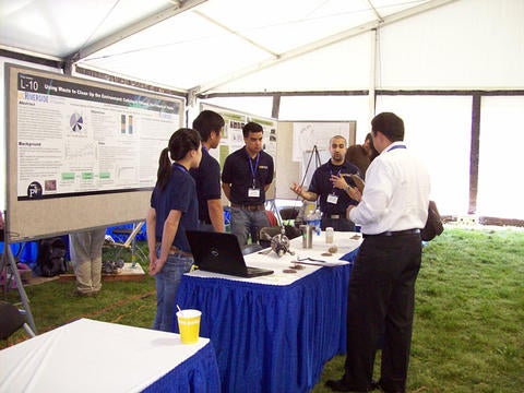 Right photo: Team presenting to judges at the National Design Expo in Washington, D.C., April 2010
