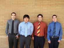 Left photo: Josh Comfort, Thinh Vo, Douglas Duchon, and Phillip Brendecke. 